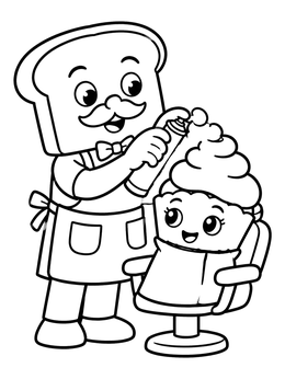 Free printable Bread Barber Styling A Sweet Cupcake coloring page