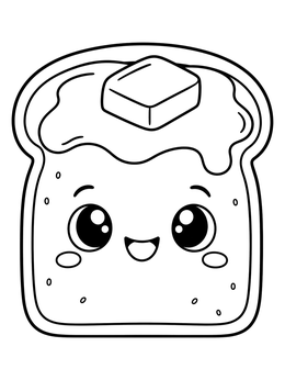 Free printable Cute Kawaii Slice Of Toast coloring page