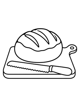 Free printable Bread Loaf On Cutting Board coloring page