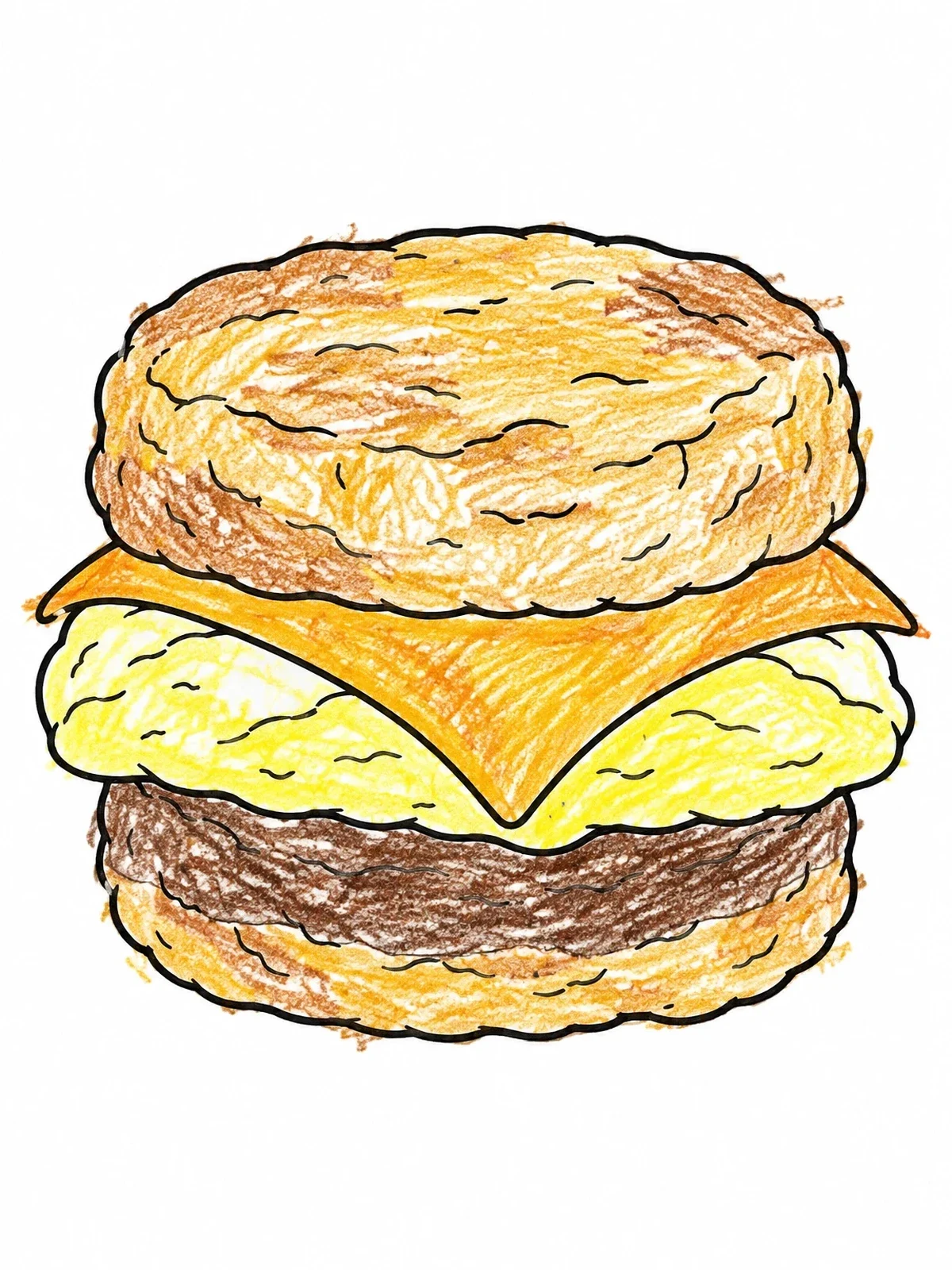Colored example of the Breakfast Biscuit Sandwich With Cheese coloring page