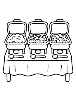 Free printable Breakfast Buffet Table With Chafing Dishes coloring page