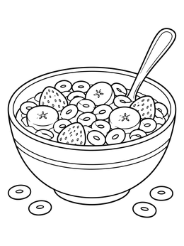 Free printable Cereal Bowl With Fresh Fruit coloring page