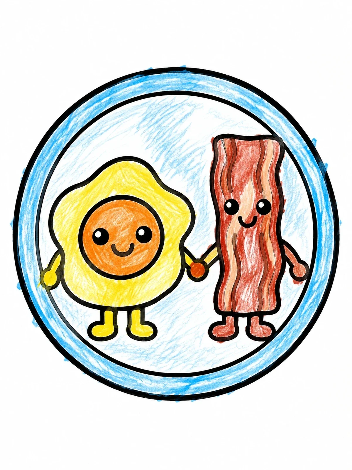 Colored example of the Cute Egg And Bacon Friends coloring page