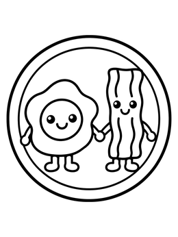Free printable Cute Egg And Bacon Friends coloring page