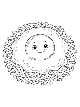 Free printable Cute Fried Egg On Hash Browns coloring page