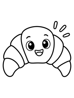 Free printable Cute Smiling Croissant Pastry coloring page