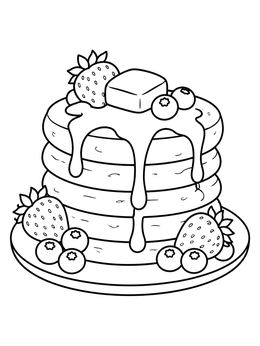 Free printable Stack Of Fluffy Pancakes With Berries coloring page