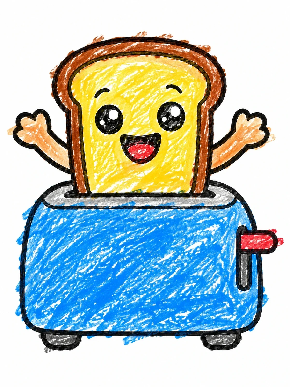 Colored example of the Happy Toast Popping From Toaster coloring page