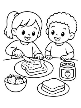 Free printable Spreading Jam On Toast coloring page