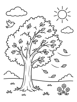 Free printable Breezy Tree In The Sunshine coloring page