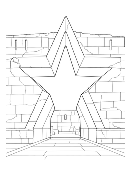 A historic belarus coloring page showcasing the monumental star-shaped gateway of Brest Fortress.