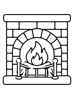 Free printable Cozy Brick Fireplace With Guard coloring page