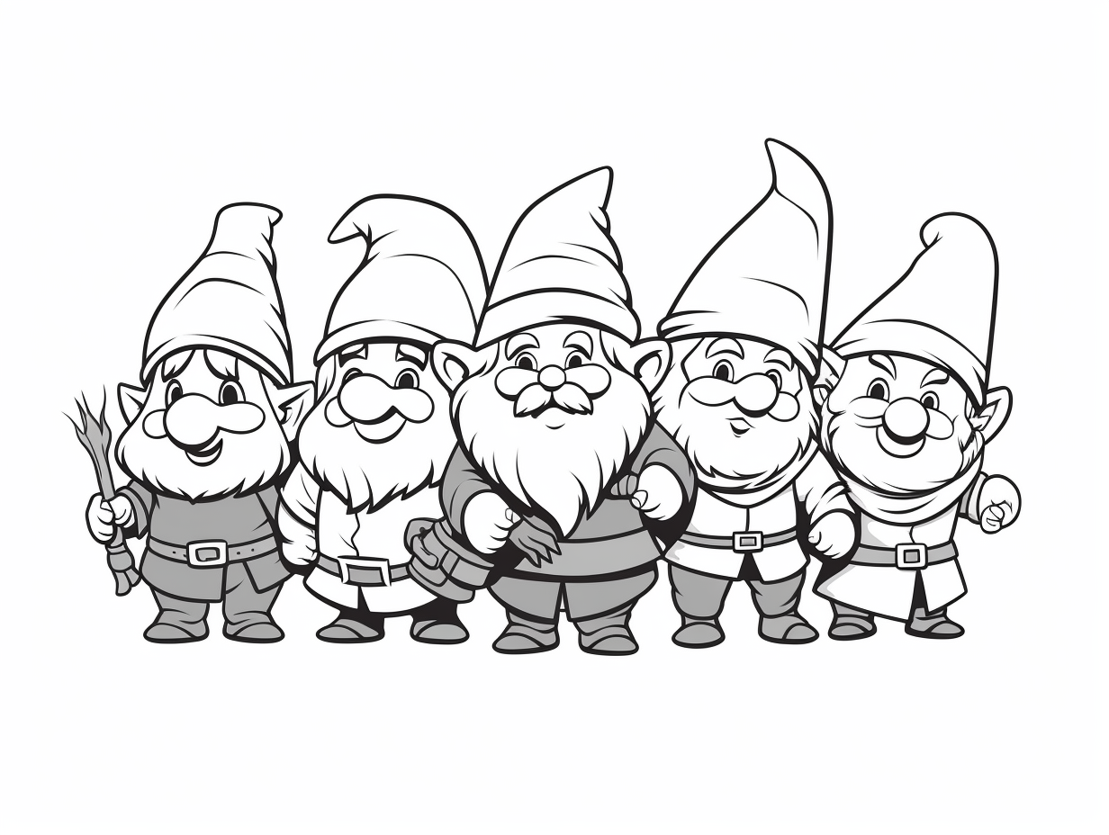 Bringing Seven Dwarfs To Life Through Color - Coloring Page