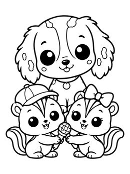 Free printable Brittany Puppy With Singing Chipmunks coloring page