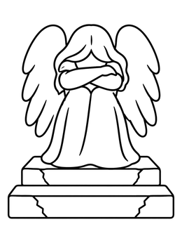 Free printable Kneeling Angel On Stone Steps coloring page