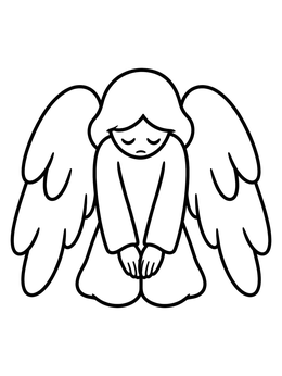 Free printable Kneeling Angel With Drooping Wings coloring page