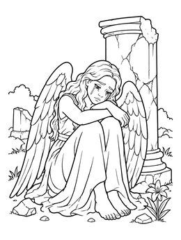 Free printable Weeping Angel By Ancient Pillar coloring page