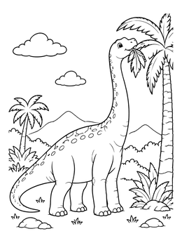Free printable Brontosaurus Munching On Palm Leaves coloring page