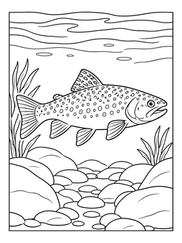 Free printable Brook Trout In Adirondack Stream coloring page