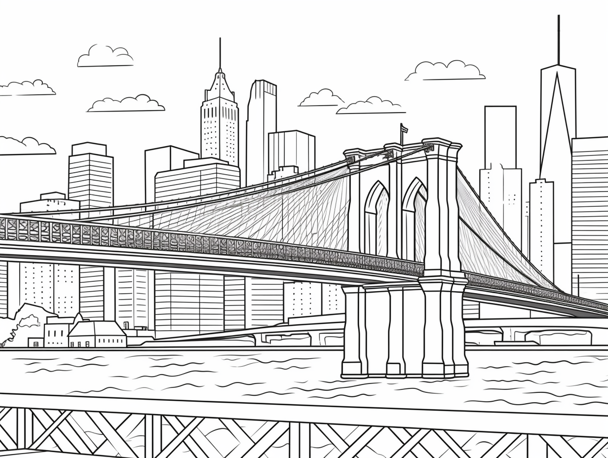 Brooklyn Bridge Coloring Page For Download - Coloring Page