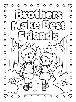 Free printable Brother And Sister Forest Walk coloring page