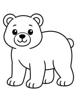 Free printable Cute Cartoon Bear Standing Proud coloring page
