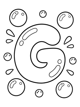 Free printable Bubble Letter G With Soap Bubbles coloring page