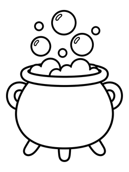 Free printable Bubbling Magic Halloween Cauldron coloring page