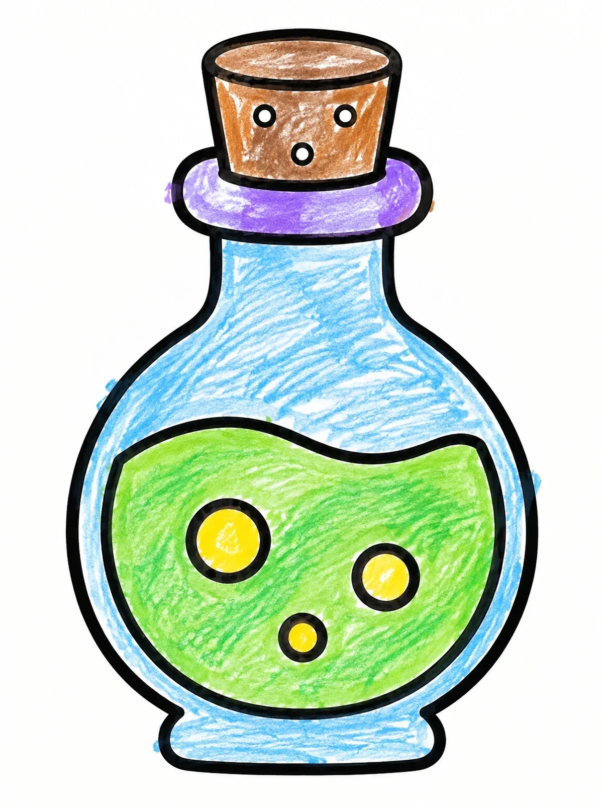 Colored example of the Bubbling Magic Potion Bottle coloring page