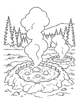 Free printable Bubbling Mud Pots Of Yellowstone coloring page