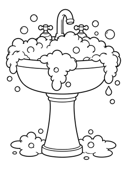 Free printable Bubbling Pedestal Sink Full Of Soap coloring page