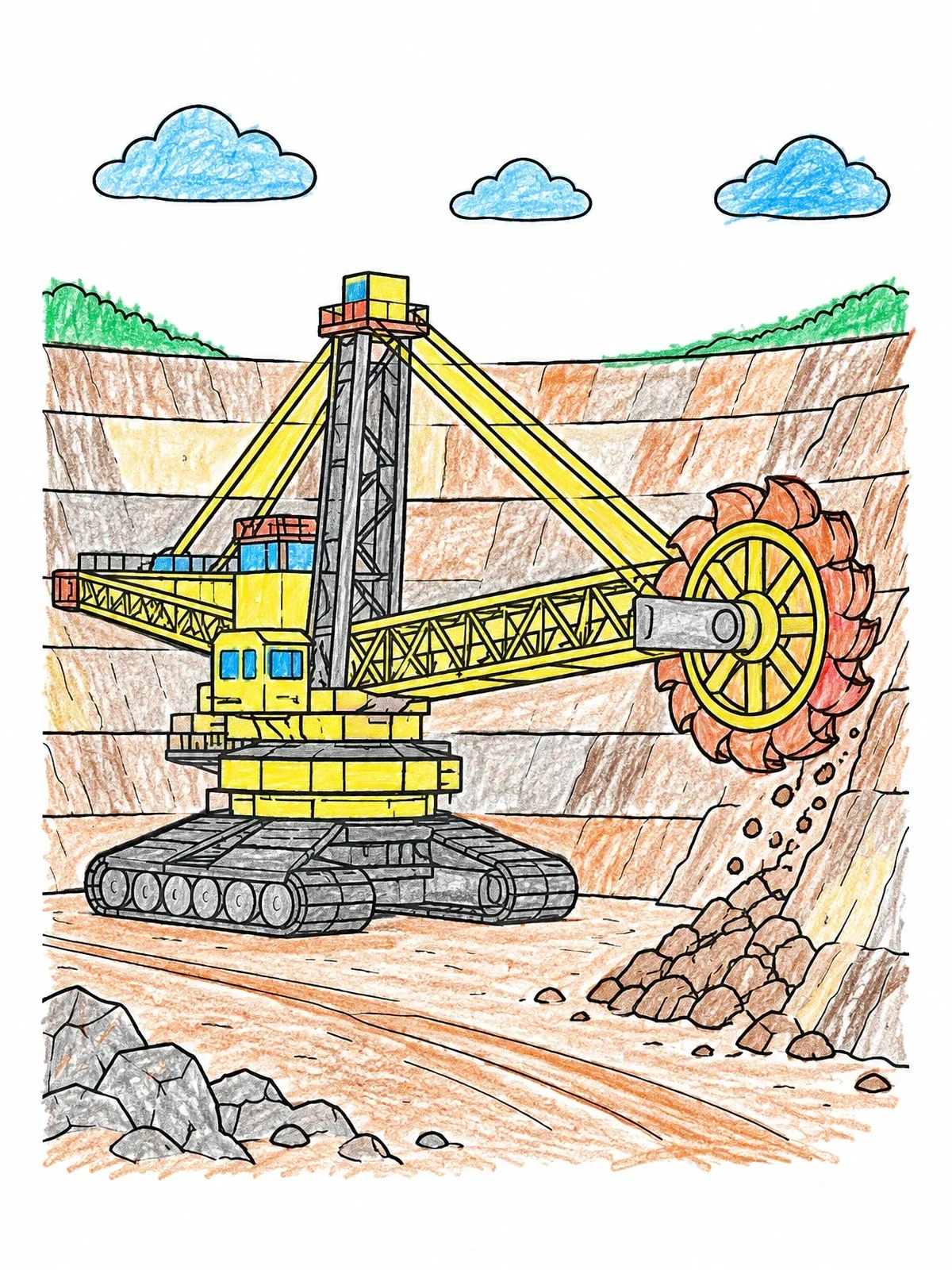 Colored example of the Bucket Wheel Excavator In Mine coloring page