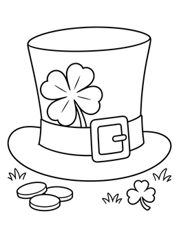 Free printable Buckled Hat With Four Leaf Clover coloring page