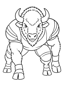 Free printable Muscular Buffalo Football Player Crouching coloring page