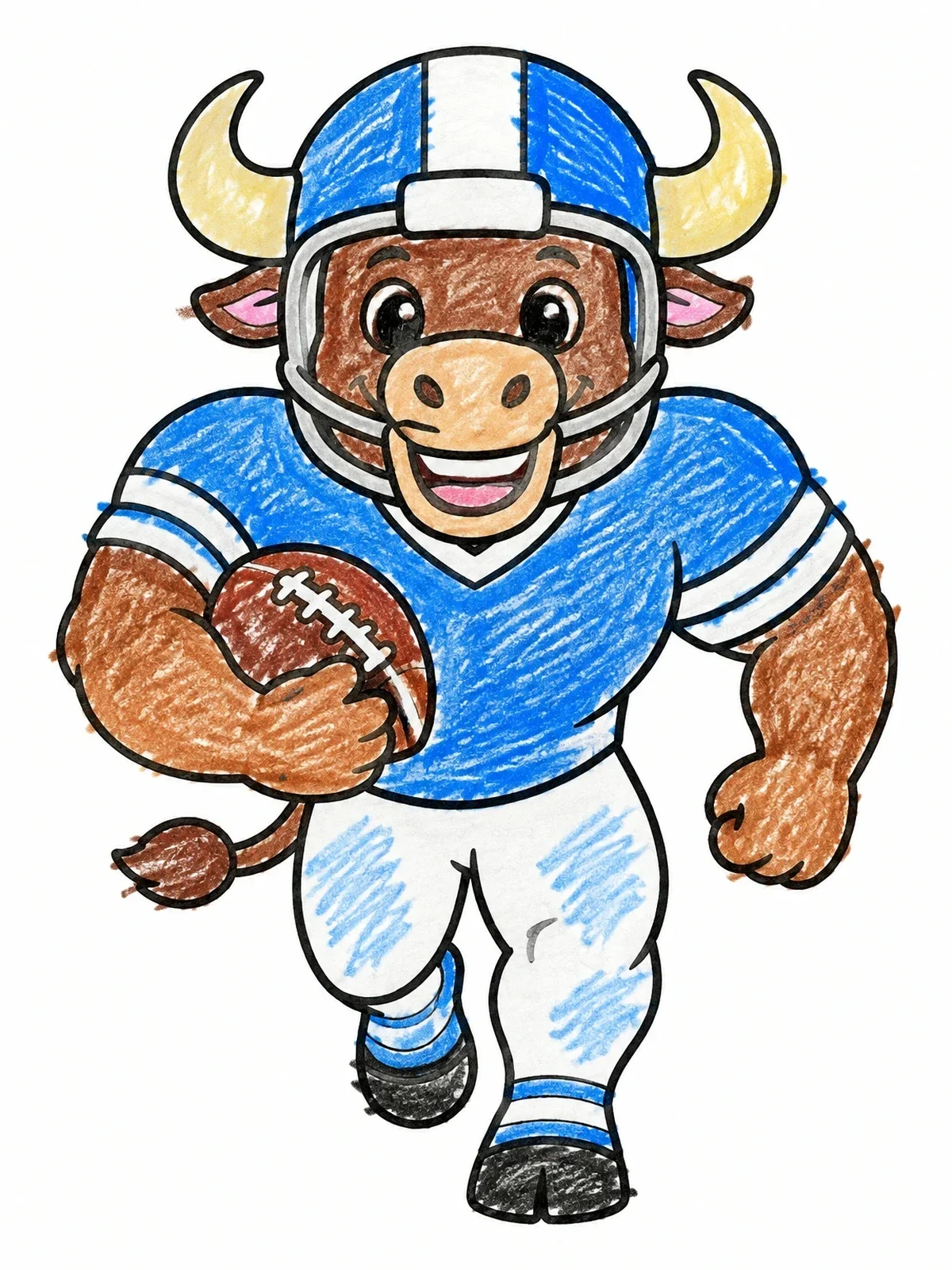 Colored example of the Buffalo Football Player Running coloring page