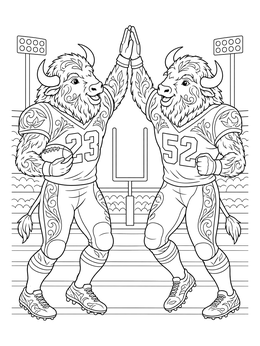 Free printable Buffalo Football Players High Five Celebration coloring page