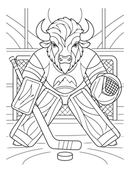 Free printable Buffalo Goalie Defending The Net coloring page