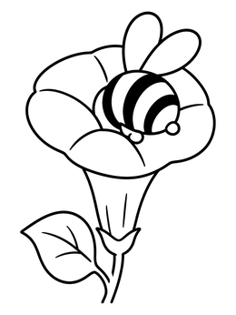 Free printable Cute Bumblebee On Morning Glory coloring page
