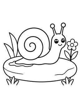 Free printable Cute Snail On A Garden Stone coloring page