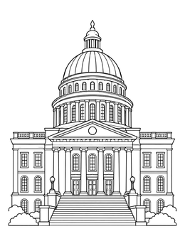 Free printable Grand Capitol Building With Dome coloring page