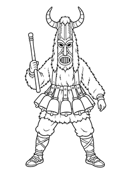 Free printable Traditional Bulgarian Kukeri Mask Dancer coloring page
