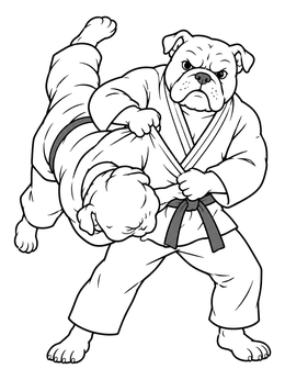 Free printable Bulldog Jiu Jitsu Hip Throw coloring page