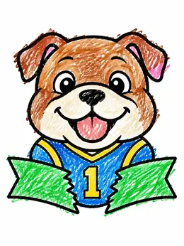 Bulldog Mascot Football Banner Coloring Page