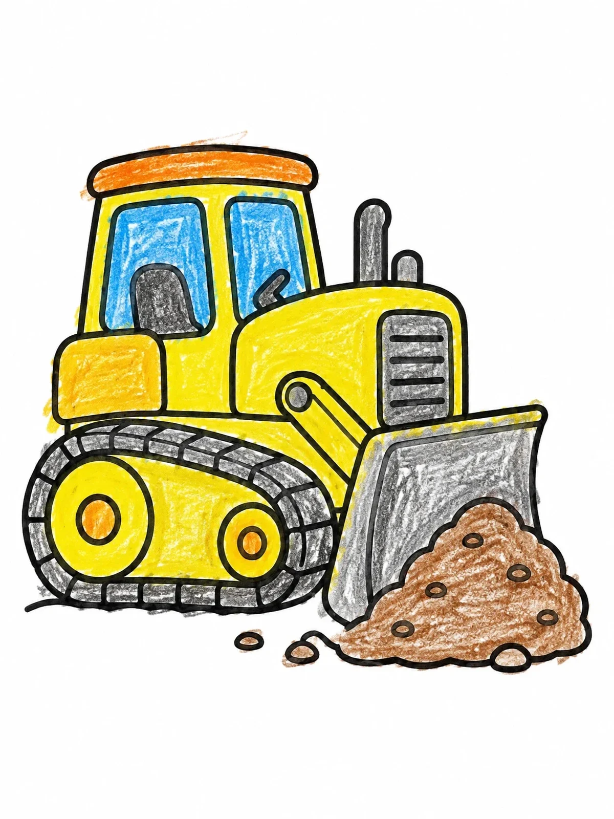 Colored example of the Bulldozer Pushing A Pile Of Dirt coloring page