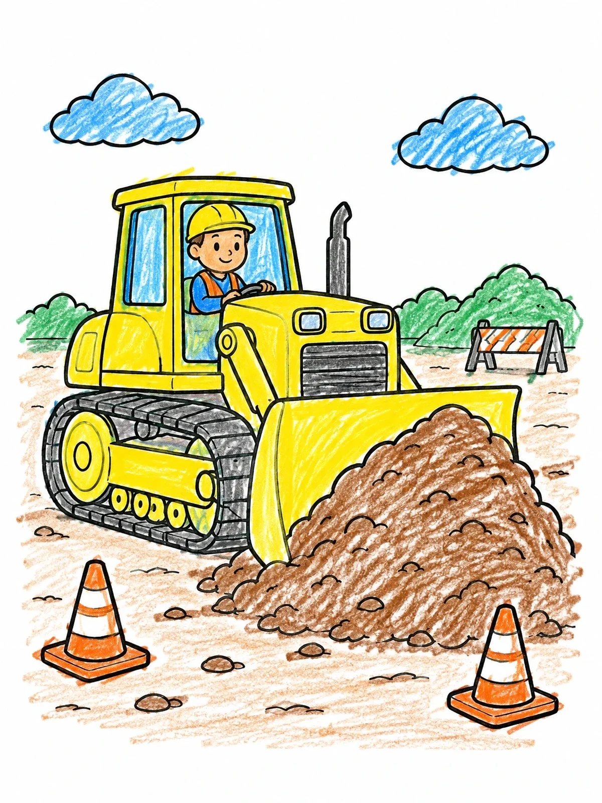 Colored example of the Bulldozer Pushing A Soil Mound coloring page