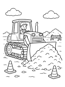 Free printable Bulldozer Pushing A Soil Mound coloring page