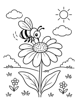 Free printable Bumblebee On A Daisy Flower coloring page