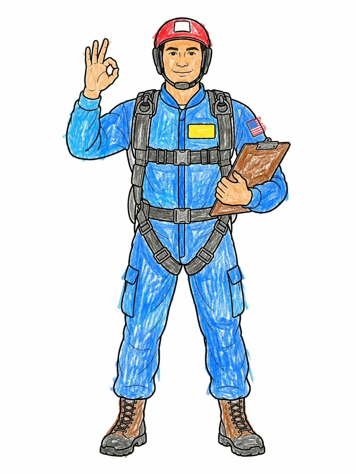 Colored example of the Jump Master Instructor With Clipboard coloring page