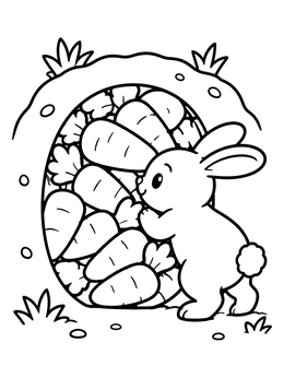 Free printable Bunny Stacking Carrots In Burrow coloring page