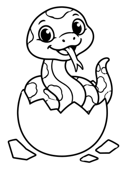 Free printable Cute Baby Python Hatching From Egg coloring page